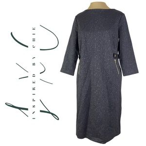 New Chico’s Black Leopard Ponte Jacquard Sheath Dress